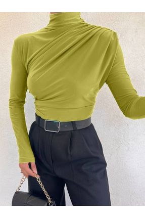 بلوز سبز زنانه رگولار آستین استاندارد لیکرا یقه اسکی کد 637166870