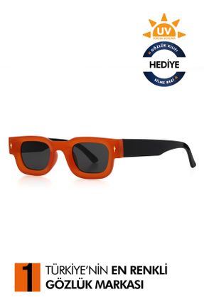 عینک آفتابی نارنجی زنانه 43 UV400 سایه روشن هندسی کد 807383659