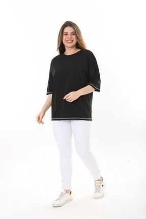 بلوز سایز بزرگ مشکی زنانه رگولار Şans - کد 809899723