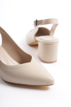 کفش پاشنه بلند کلاسیک بژ زنانه پاشنه ضخیم پاشنه متوسط ( 5 - 9 cm ) کد 812937457