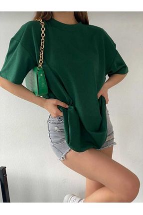 تیشرت سبز زنانه اورسایز Calipso Collection - کد 812955148