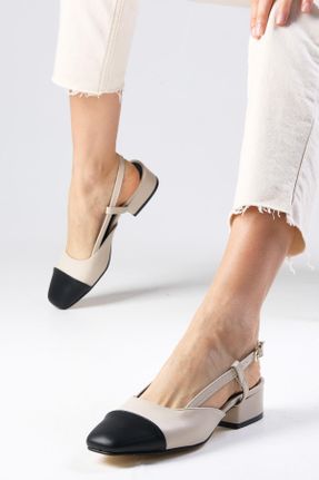 کفش پاشنه بلند کلاسیک بژ زنانه چرم مصنوعی پاشنه ضخیم پاشنه متوسط ( 5 - 9 cm ) کد 80522288