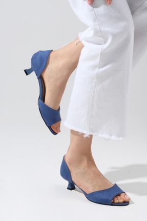 کفش پاشنه بلند کلاسیک آبی زنانه جیر پاشنه نازک پاشنه کوتاه ( 4 - 1 cm ) کد 649423463