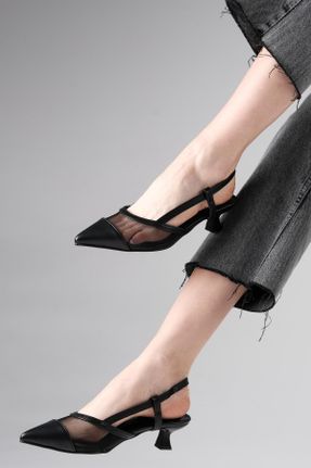 کفش پاشنه بلند کلاسیک مشکی زنانه چرم مصنوعی پاشنه نازک پاشنه کوتاه ( 4 - 1 cm ) کد 476051566