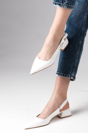 کفش پاشنه بلند کلاسیک سفید زنانه چرم لاکی پاشنه ضخیم پاشنه کوتاه ( 4 - 1 cm ) کد 472872735