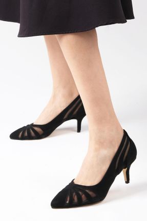 کفش پاشنه بلند کلاسیک مشکی زنانه جیر پاشنه نازک پاشنه متوسط ( 5 - 9 cm ) کد 649420865
