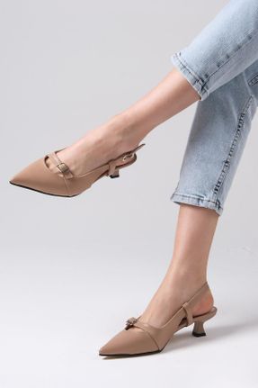 کفش پاشنه بلند کلاسیک قهوه ای زنانه چرم مصنوعی پاشنه نازک پاشنه کوتاه ( 4 - 1 cm ) کد 468307240