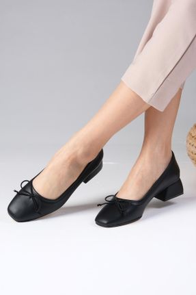 کفش پاشنه بلند کلاسیک مشکی زنانه چرم مصنوعی پاشنه ضخیم پاشنه کوتاه ( 4 - 1 cm ) کد 745136147