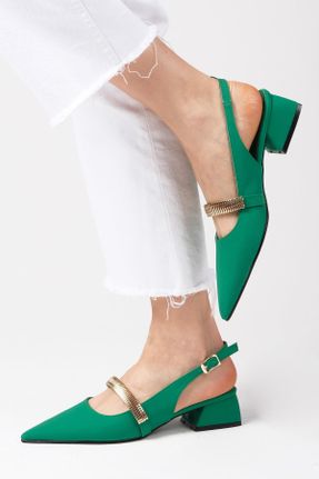 کفش پاشنه بلند کلاسیک سبز زنانه ساتن پاشنه ضخیم پاشنه کوتاه ( 4 - 1 cm ) کد 472827173