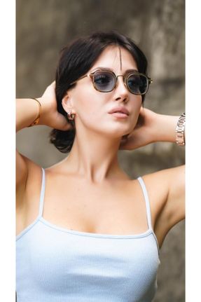 عینک آفتابی آبی زنانه 61 UV400 فلزی سایه روشن مستطیل کد 813310308