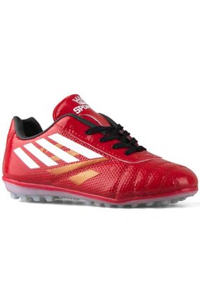 کفش فوتبال چمن مصنوعی قرمز زنانه چرم مصنوعی کد 813467687