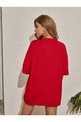 تی شرت قرمز زنانه اورسایز پارچه ای کد 813880977