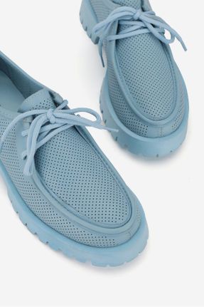 کفش آکسفورد آبی زنانه چرم طبیعی پاشنه کوتاه ( 4 - 1 cm ) کد 813481559