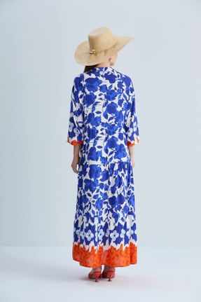 لباس آبی زنانه اورسایز بافتنی مخلوط ویسکون کد 813529580