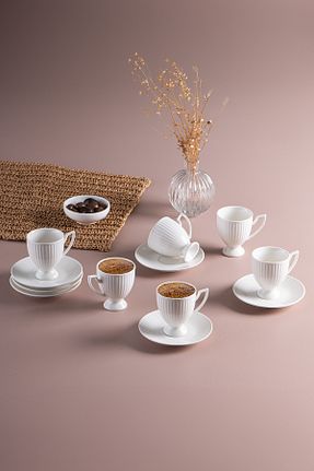 فنجان قهوه سفید 6 نفره İSTANBUL PORSELEN - کد 795251927