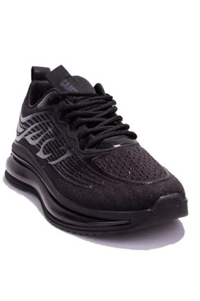 کفش اسنیکر مشکی زنانه بند دار پارچه نساجی کد 813615702