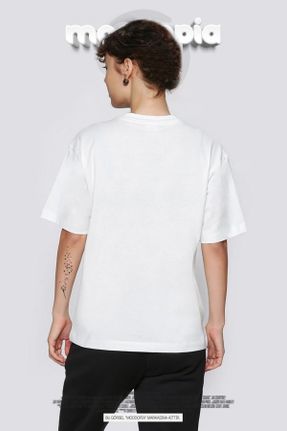 تی شرت سفید زنانه اورسایز یقه گرد پنبه - پلی استر تکی کد 813666412