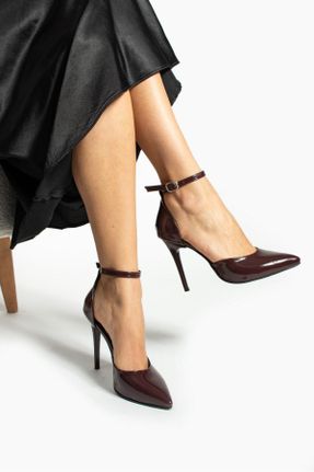 کفش مجلسی زرشکی زنانه چرم مصنوعی پاشنه نازک پاشنه بلند ( +10 cm) کد 813891717