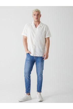 شلوار جین آبی مردانه پاچه تنگ بلند کد 375571121