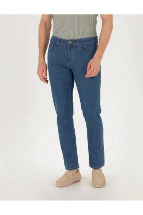 شلوار جین آبی مردانه پاچه تنگ پنبه (نخی) کد 813632779