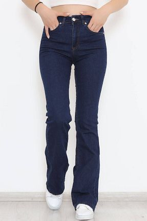 شلوار جین سرمه ای زنانه پاچه اسپانیولی Tref Jeans - کد 813665475
