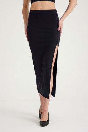 دامن مشکی زنانه لیکرا Moda Hour - کد 813524314
