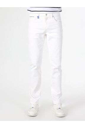 شلوار جین سفید مردانه پاچه ساده فاق افتاده جین کد 813555466