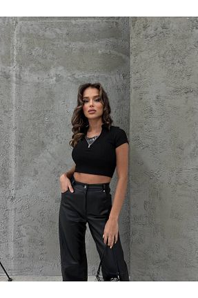 بلوز مشکی زنانه ساده LernaWoman - کد 813660265