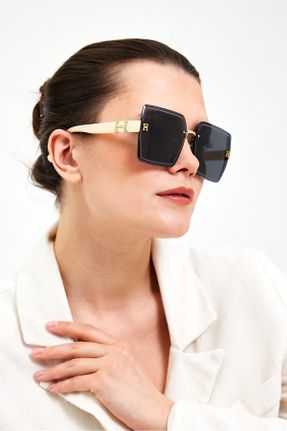 عینک آفتابی مشکی زنانه 55 UV400 سایه روشن مستطیل کد 813892440