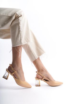 کفش پاشنه بلند کلاسیک بژ زنانه پاشنه ضخیم پاشنه متوسط ( 5 - 9 cm ) کد 814014668