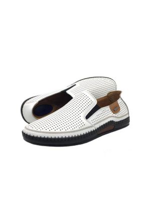کفش کژوال سفید مردانه چرم طبیعی پاشنه کوتاه ( 4 - 1 cm ) پاشنه ساده کد 814086991