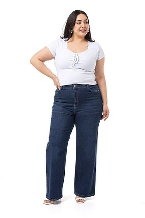 شلوار سایز بزرگ سرمه ای زنانه پنبه ای DISENTIS MODEST - کد 813597116