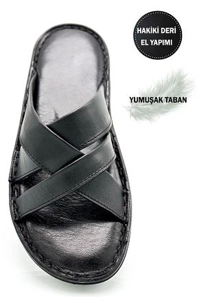 دمپائی مشکی مردانه چرم خالص Moda Anna - کد 813883777