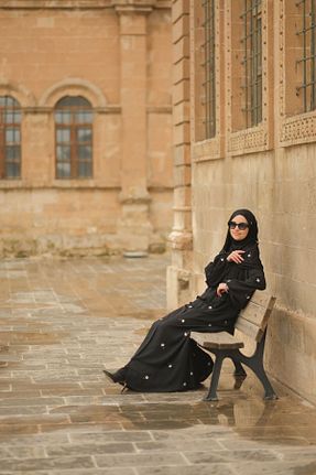 کلاه و ابایا رنگی زنانه جین Ferraceci - کد 813444368