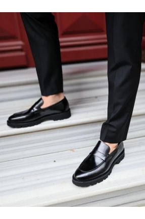کفش کلاسیک مشکی مردانه چرم طبیعی پاشنه کوتاه ( 4 - 1 cm ) پاشنه ساده کد 813570935