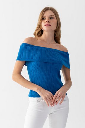 بلوز آبی زنانه ساده Lendora - کد 813563481