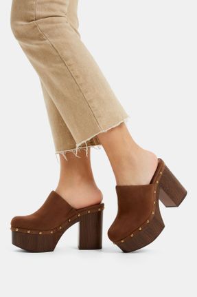 کفش پاشنه بلند کلاسیک قهوه ای زنانه پلی اورتان پاشنه بلند ( +10 cm) پاشنه پلت فرم کد 813637888
