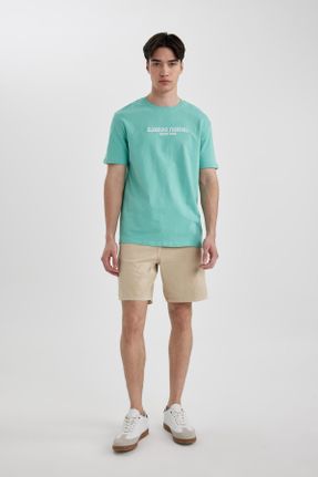 تی شرت سبز مردانه رگولار یقه گرد تکی کد 813723301
