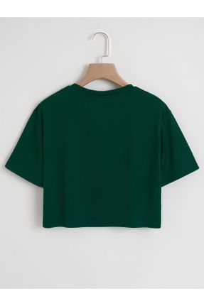 تی شرت سبز زنانه اورسایز یقه گرد جوان کد 813980298