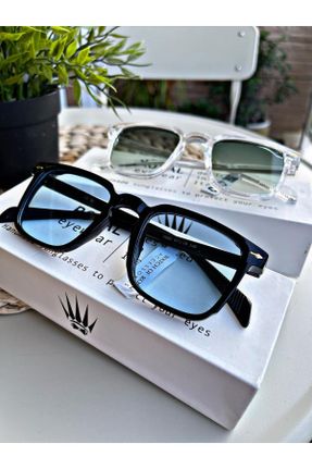 عینک آفتابی آبی زنانه 55 UV400 آستات سایه روشن هندسی کد 734124719