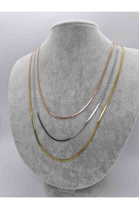 گردنبند استیل طلائی زنانه فولاد ( استیل ) کد 805568886