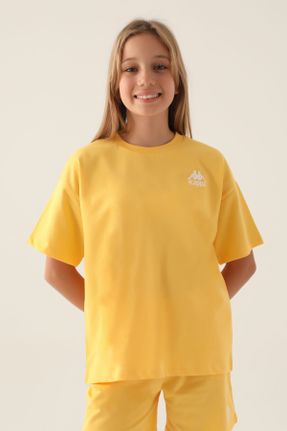 تی شرت زرد بچه گانه رگولار یقه گرد تکی کد 814179426