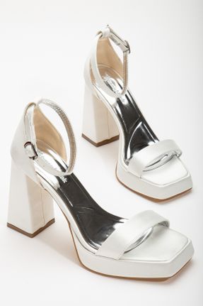 کفش پاشنه بلند کلاسیک سفید زنانه ساتن پاشنه پلت فرم پاشنه بلند ( +10 cm) کد 814142680