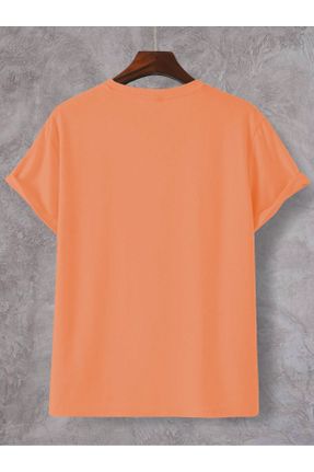 تی شرت نارنجی زنانه یقه گرد اورسایز کد 812313941