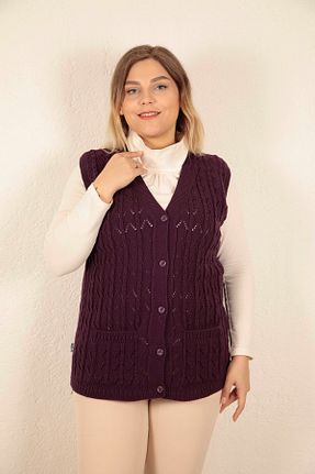جلیقه بنفش زنانه رگولار İKSUN - کد 814207906