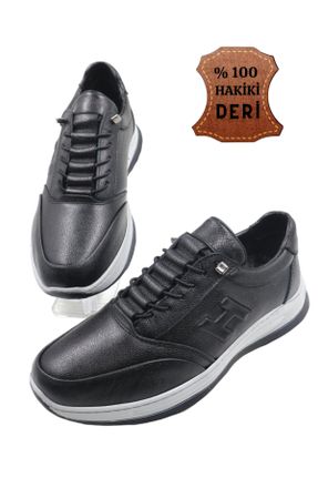 کفش کژوال مشکی مردانه چرم طبیعی پاشنه کوتاه ( 4 - 1 cm ) پاشنه ساده کد 814293620