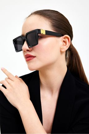 عینک آفتابی مشکی زنانه 52 UV400 سایه روشن مستطیل کد 814332005