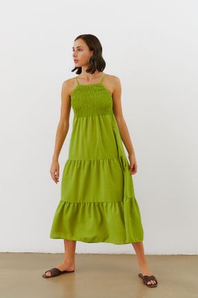 لباس سبز زنانه بافتنی بند دار کد 752343548