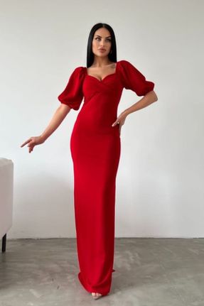لباس قرمز زنانه بافتنی مخلوط پلی استر آستین-کوتاه کد 814374607