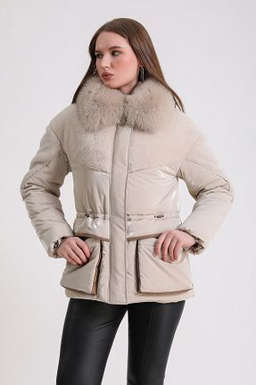 پالتو پشمی بژ زنانه رگولار Leather Club - کد 814421601